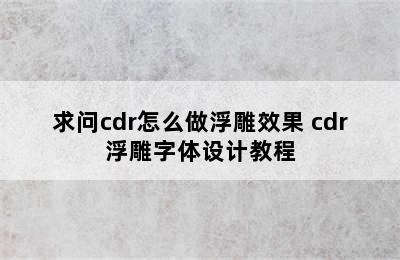 求问cdr怎么做浮雕效果 cdr浮雕字体设计教程